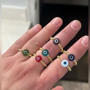 Gold Beaded Evil eye ring
